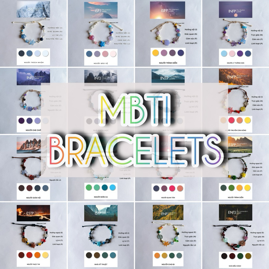 {ByNyan} สร้อยข้อมือแฮนด์เมด MBTI สร้อยข้อมือเชือก MBTI สําหรับผู้ชายและผู้หญิง (อ่านคําอธิบาย)