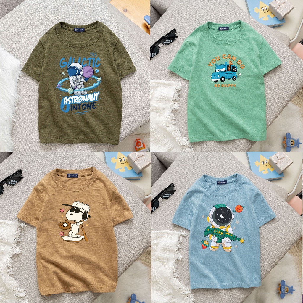 เสื้อยืดคอกลมพิมพ์ลาย Boys and Girls ผ้าคอตตอนเนื้อนุ่ม ลื่น เย็นสบาย ยืด AM2