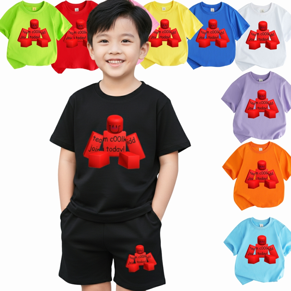 เสื้อยืดสําหรับเด็กชายและเด็กหญิงพิมพ์ลาย COOLKIDD KILLER FORSAKEN ROBLOX เสื้อยืดเด็กเนื้อผ้าโพลีไท