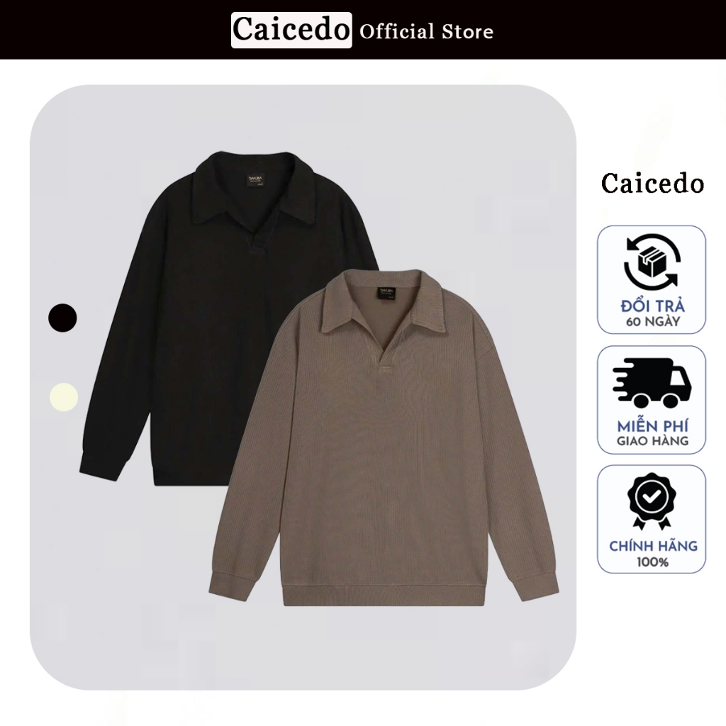 เสื้อยืดคอวีแขนยาวผู้ชาย Format หลวม สบาย สไตล์ไดนามิกอ่อนเยาว์ Caicedo PLDT01