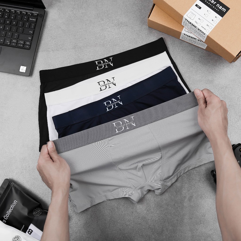 BN กางเกงชั้นในชายโลโก้ Boxer เท่ ยางยืดยืด 4 ทิศทาง BXN015