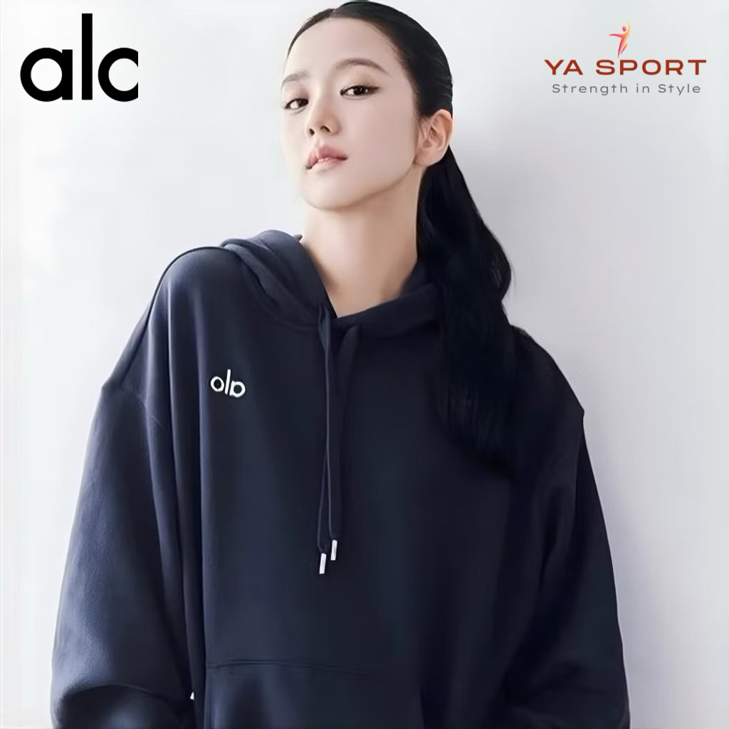 REAL PHOTOS เสื้อกันหนาวมีฮู้ด AL0 Jisoo Blackpink American Made YS195W, Unisex, โลโก้ AL0 - สไตล์กี