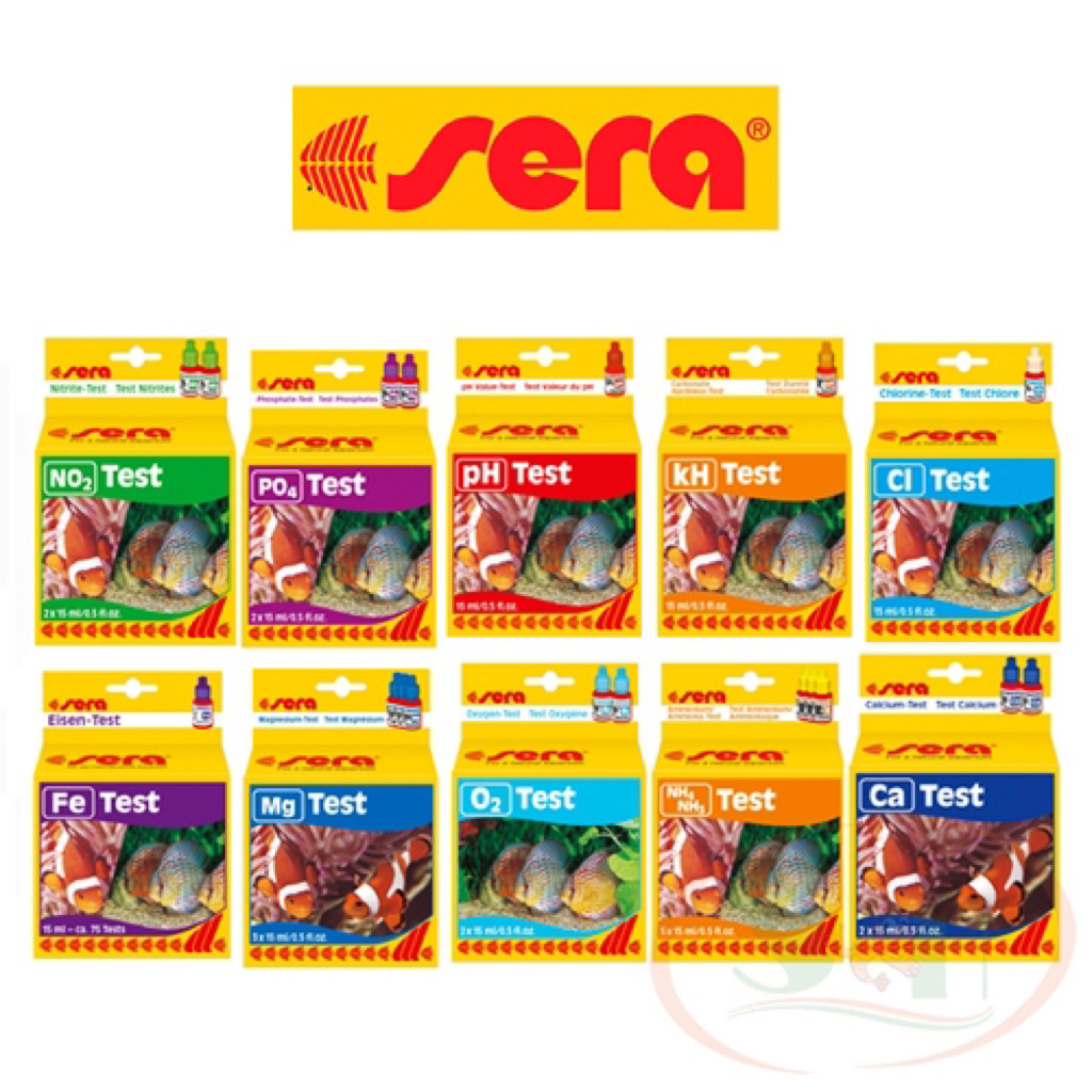 German Sera Test วัดตัวบ่งชี้ในประเทศ: kH, Cl, Fe, O2, NO2, NH4 NH3,...