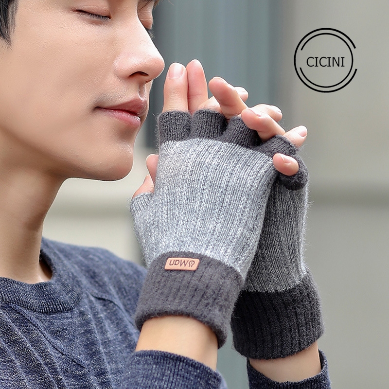 Cicini Gloves รหัส K61 ถุงมือขนสัตว์แบบเปิดนิ้วสําหรับผู้ชายและผู้หญิง