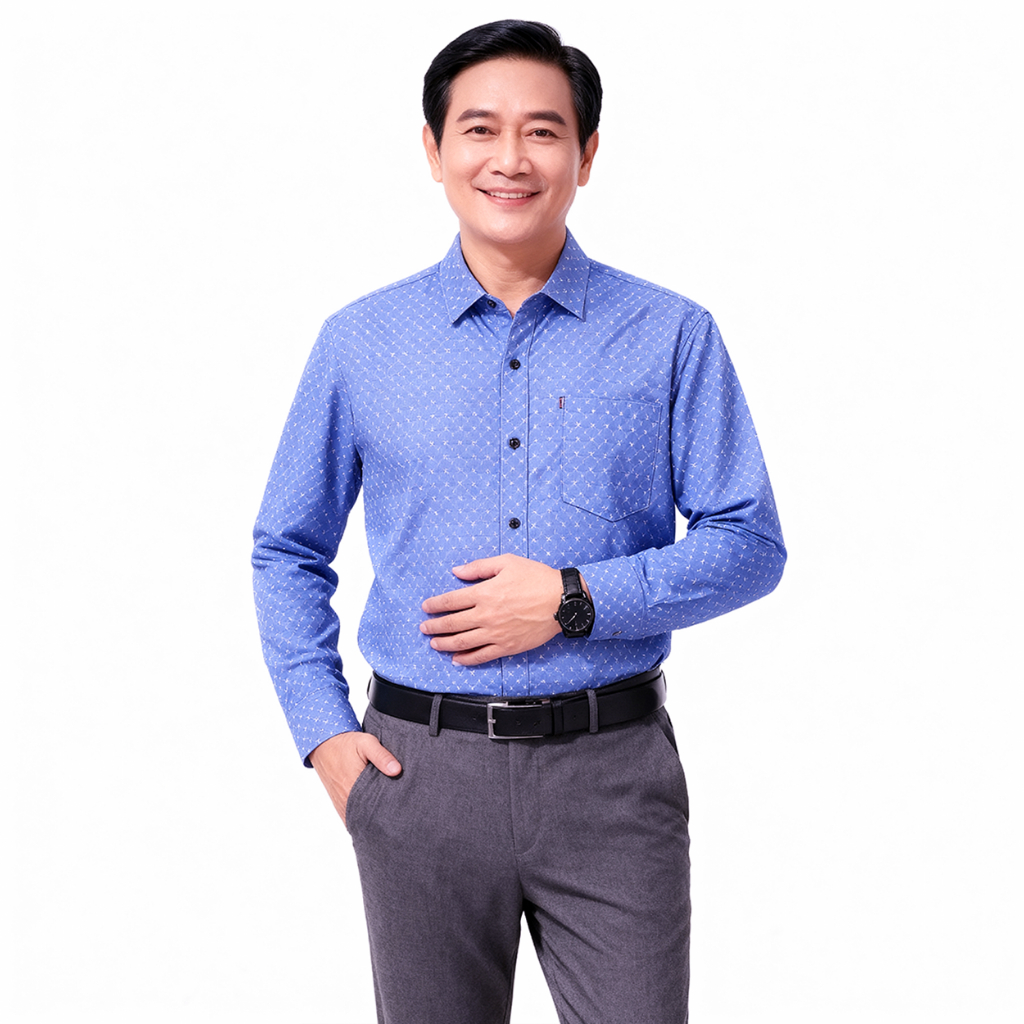 GUDDY AGD50 เสื้อเชิ้ตแขนยาววัยกลางคนเสื้อเชิ้ตวัยกลางคนแขนยาวสุดเท่ทําจากวัสดุนุ่มและเท่