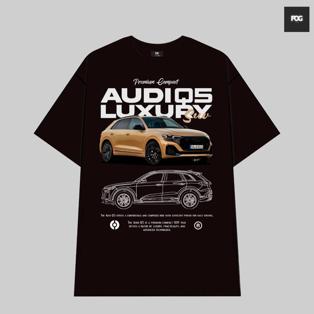 AUDI Car เสื้อยืดผ้าฝ้ายสีดําคุณภาพสูงสําหรับผู้ชายและผู้หญิงสไตล์ยุโรปและอเมริกาย้อนยุค Y2K