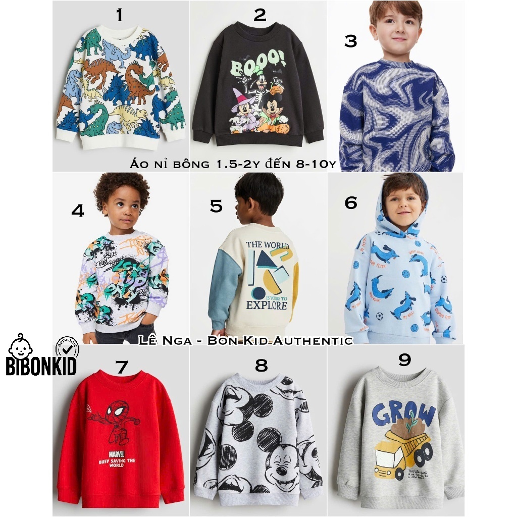 [Bibonkid] เสื้อสเวตเตอร์ผ้าฝ้ายสําหรับเด็ก HM US / ES ขนาดตั้งแต่ 1.5-2y ถึง 8-10y