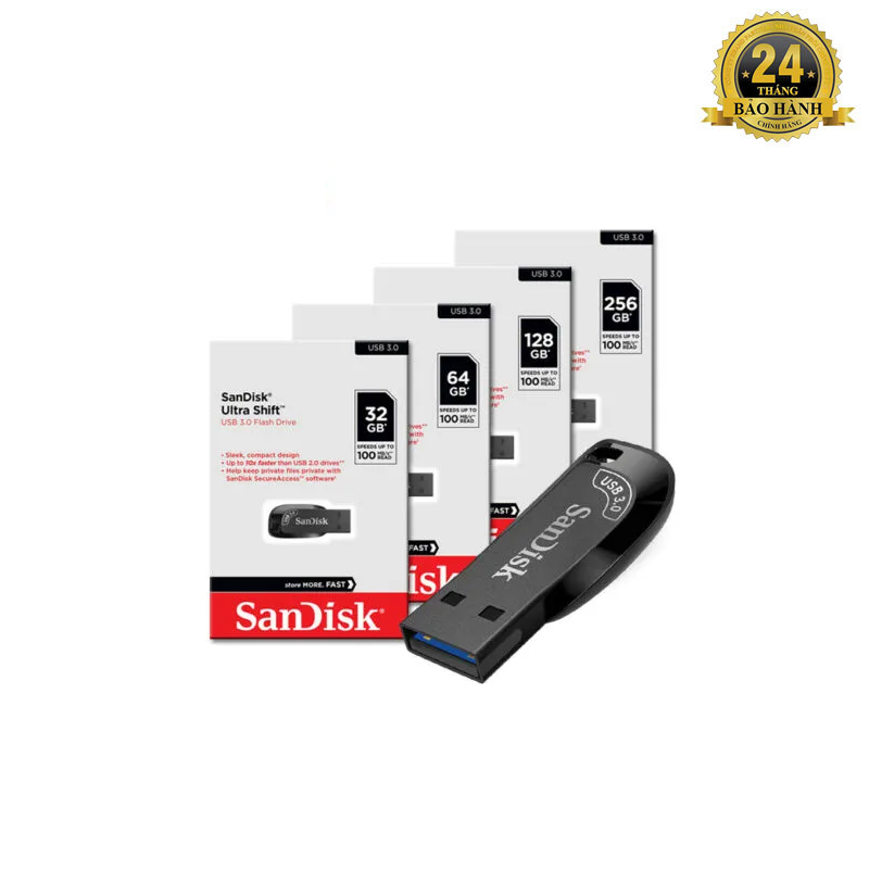USB 3.0 SanDisk Ultra Shift CZ410 ความจุ 64GB / 128GB / 256GB / 512GB ความเร็ว 100MB/s (สีดํา)