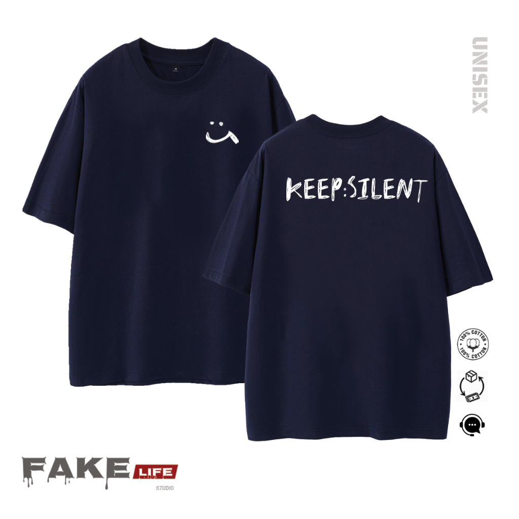 KEEP SILENT เสื้อยืดพิมพ์ลายพรีเมี่ยมลายหลวมสําหรับผู้ชายและผู้หญิงผ้าฝ้าย 100%