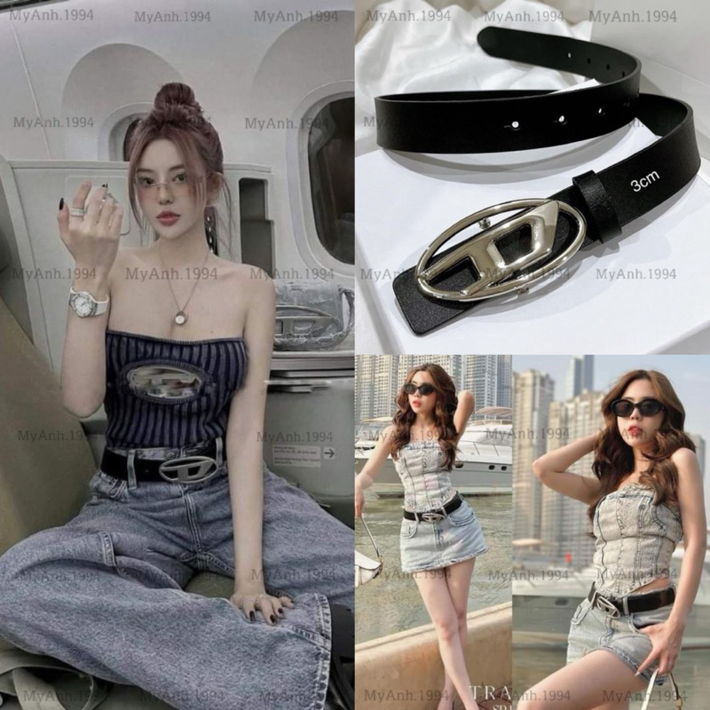 น้ําหนักหลังผู้หญิงพร้อมหัวเข็มขัดสีเงินตัว D ขนาด 3cm รหัส TL09