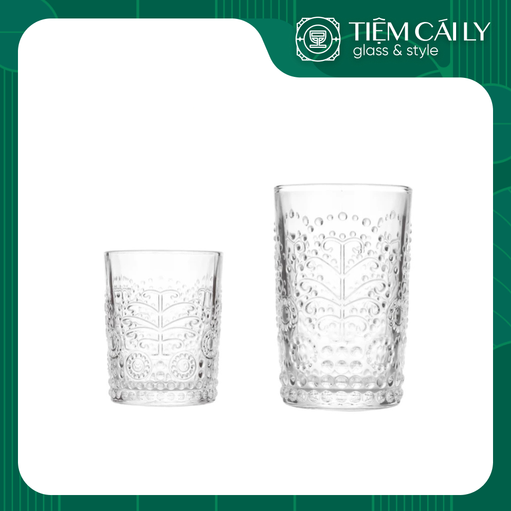 ถ้วยแก้วมีลาย DSKB040-1B - DSKB040-2B / 350ML - 360ML / CAFE CUP - สมูทตี้ - น้ําผลไม้