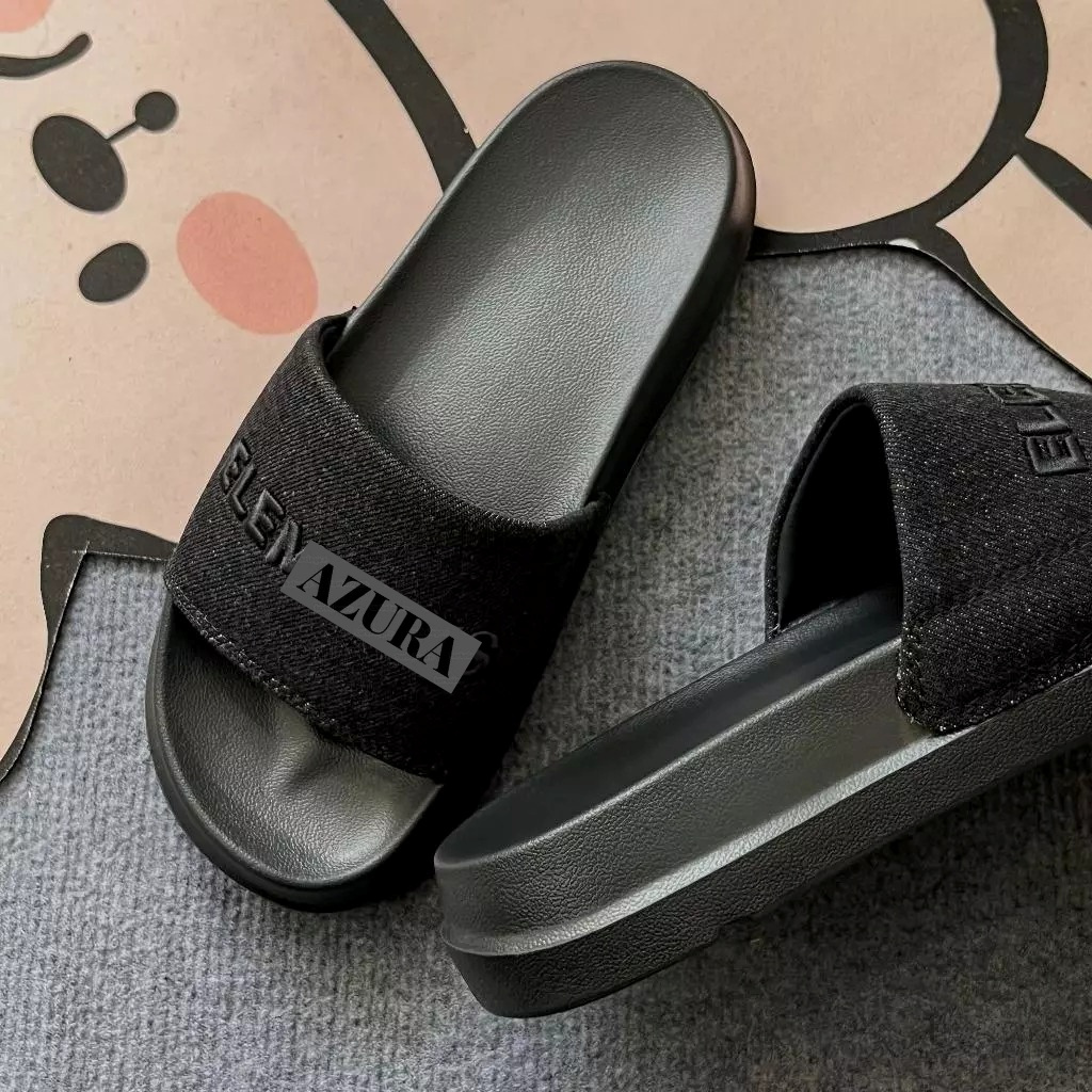 ELM Classic Denim รองเท้าแตะ unisex ปักตัวอักษร - ELM Denim รองเท้าแตะส้นแบนสําหรับผู้ชายและผู้หญิง-