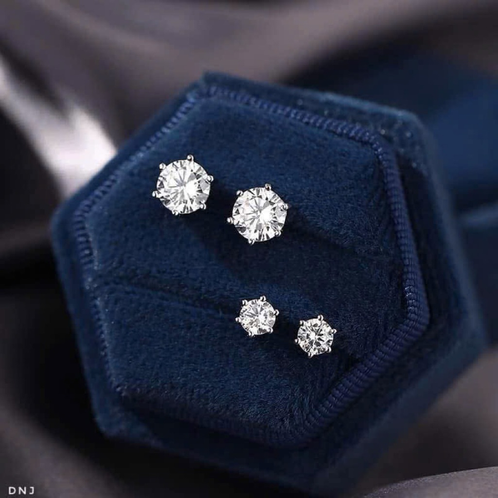 (WIN SILVER) BW273 ต่างหูเงินคุณภาพสูงพร้อมตาหินสีเงิน S99 ทุกขนาด ปลอดภัยต่อผิว