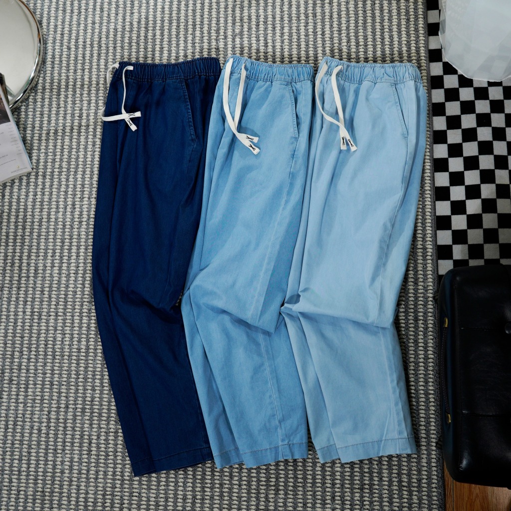 KCFS - กางเกง Homepant Jean Wash เอวยางยืดนุ่มและเชือกรูด - เอวยางยืดเต็มตัว - 7oz Jean - BIGSIZE