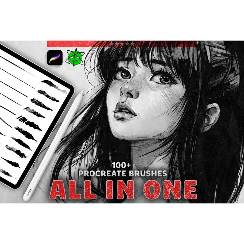 Procreate ALL IN ONE ชุดแปรง - 104 แปรง Procreate สําหรับผู้เริ่มต้น