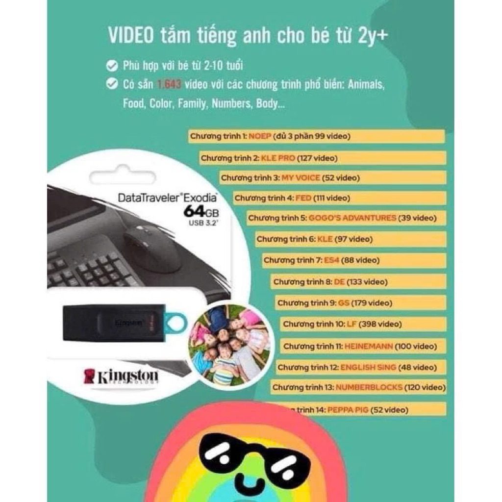 VIDEO MUSICของ USB 64GB CHILDRENS, FAMOUS ANIMATED MOVIE IN ENGLISH