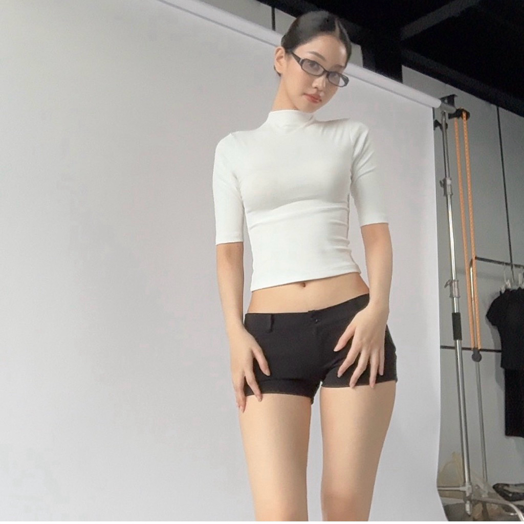 กางเกงขาสั้นผ้ายืดเอวต่ํา - ถาม10