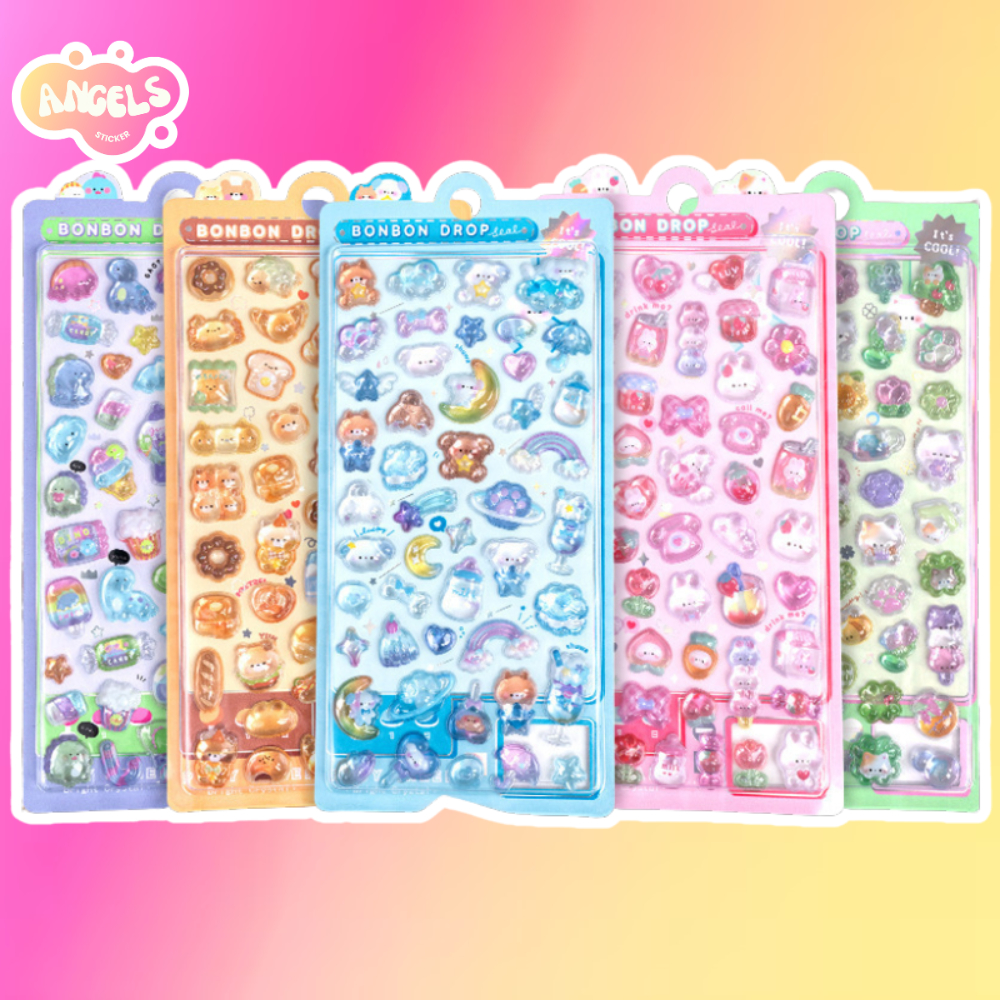 T4 - COMBO 5 สติ๊กเกอร์ 3D นูนญี่ปุ่น BONBON DROP – สติ๊กเกอร์อะคริลิคประกายน่ารัก