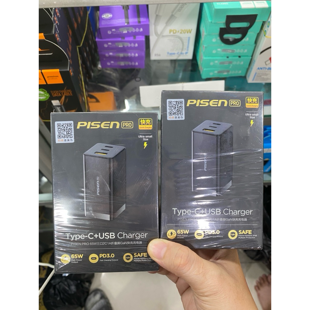 PHAT SHOP - PISEN PRO 65W - PD3.0 เครื่องชาร์จเร็วพร้อมพอร์ต TYPE-C ในตัว 2 พอร์ต + USB-A