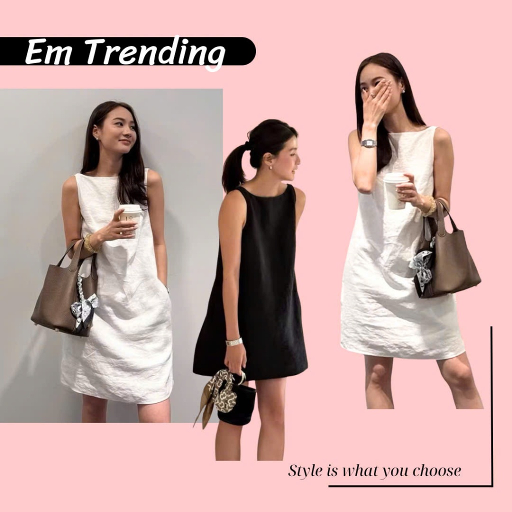 CARA DRESS – Elegant Linen Basic Boat Neck DRESS Em Trending