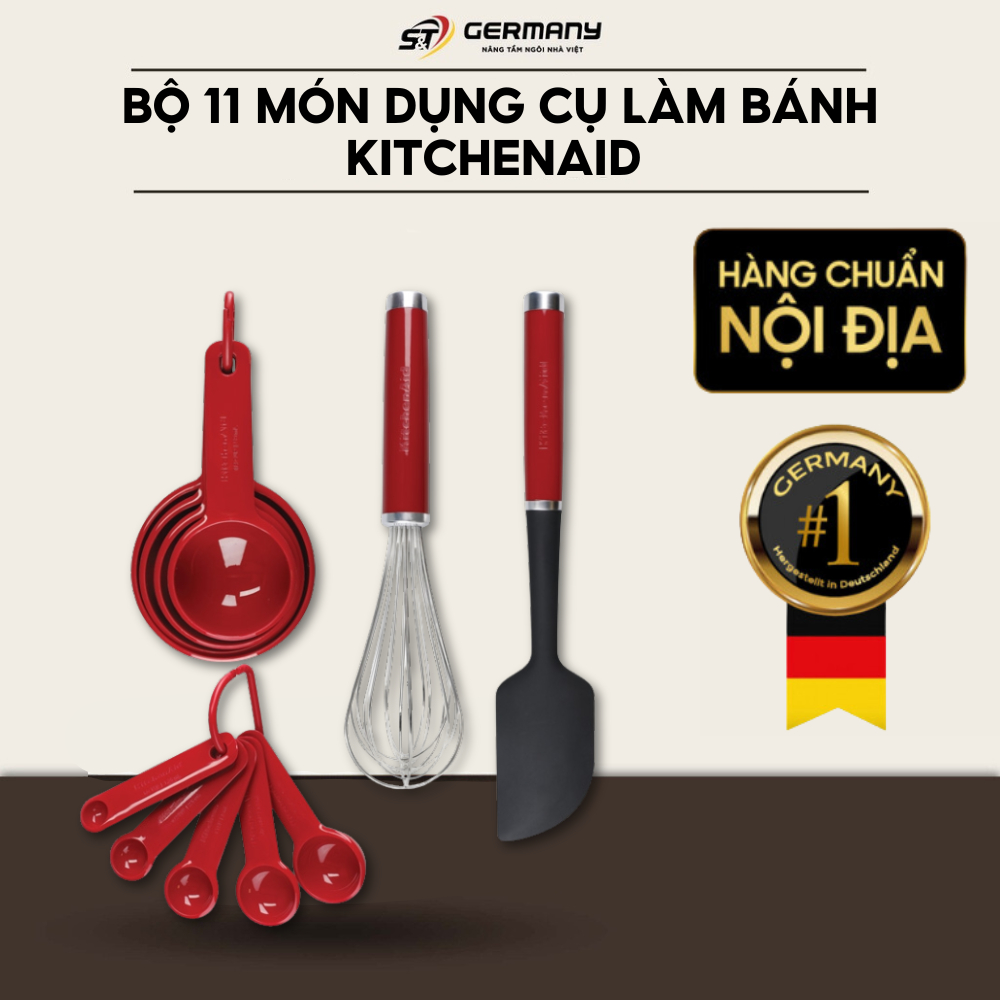 ชุดเครื่องมืออบ KitchenAid สีแดง 11 ชิ้น KE456BXERI เยอรมนีในประเทศทําจากพลาสติกคุณภาพสูงและเหล็ก GS