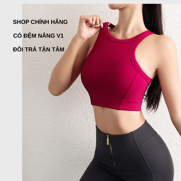 ซี่โครงกีฬา Bra โครเชต์รอบคอ Gym โยคะ Zumba Bra คงที่หน้าอก Pad กันกระแทก 6130 T1T3