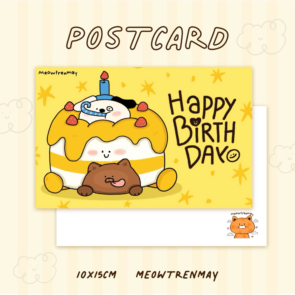 การ์ดวันเกิดน่ารักที่เขียนด้วยลายมือ | โปสการ์ดสําหรับเพื่อน ของตกแต่ง Mini Wishes – Meowtrenmay – P