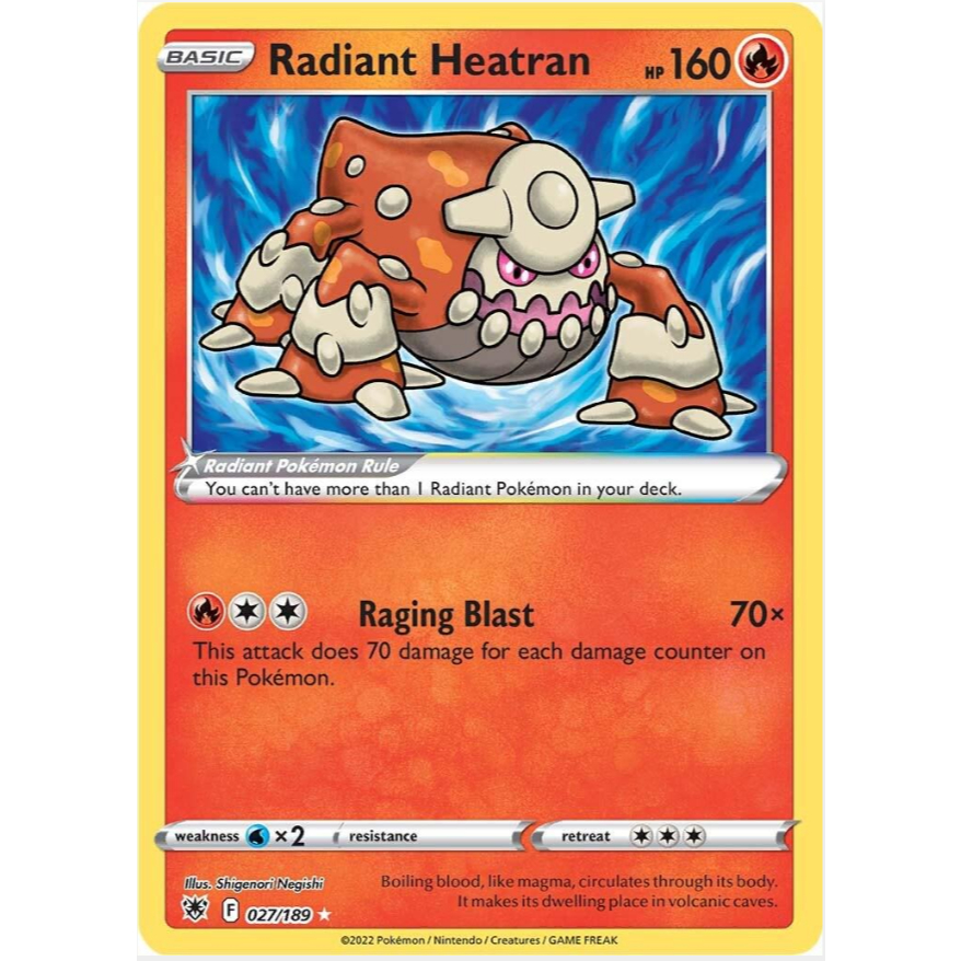 [การ์ดโปเกมอน TCG] Radiant Heatran - 027/189 - Radiant Rare