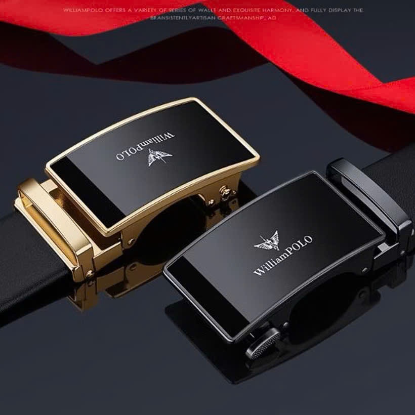 WilliamPOLO เข็มขัดผู้ชายคุณภาพสูงทําจากหนังวัวเต็มเม็ด - POLO 2722P-D POLO2723P