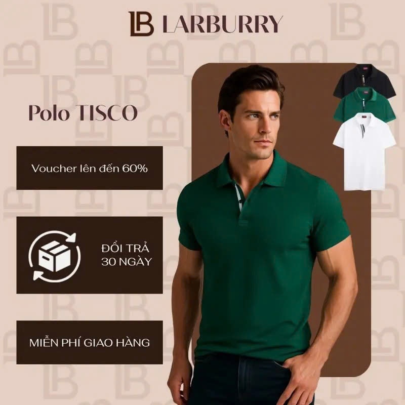 เสื้อโปโลผู้ชาย TISCO LARBURRY Slim Fit, Flattering, การผสมผสานสีปกทันสมัย, ผ้าเย็น
