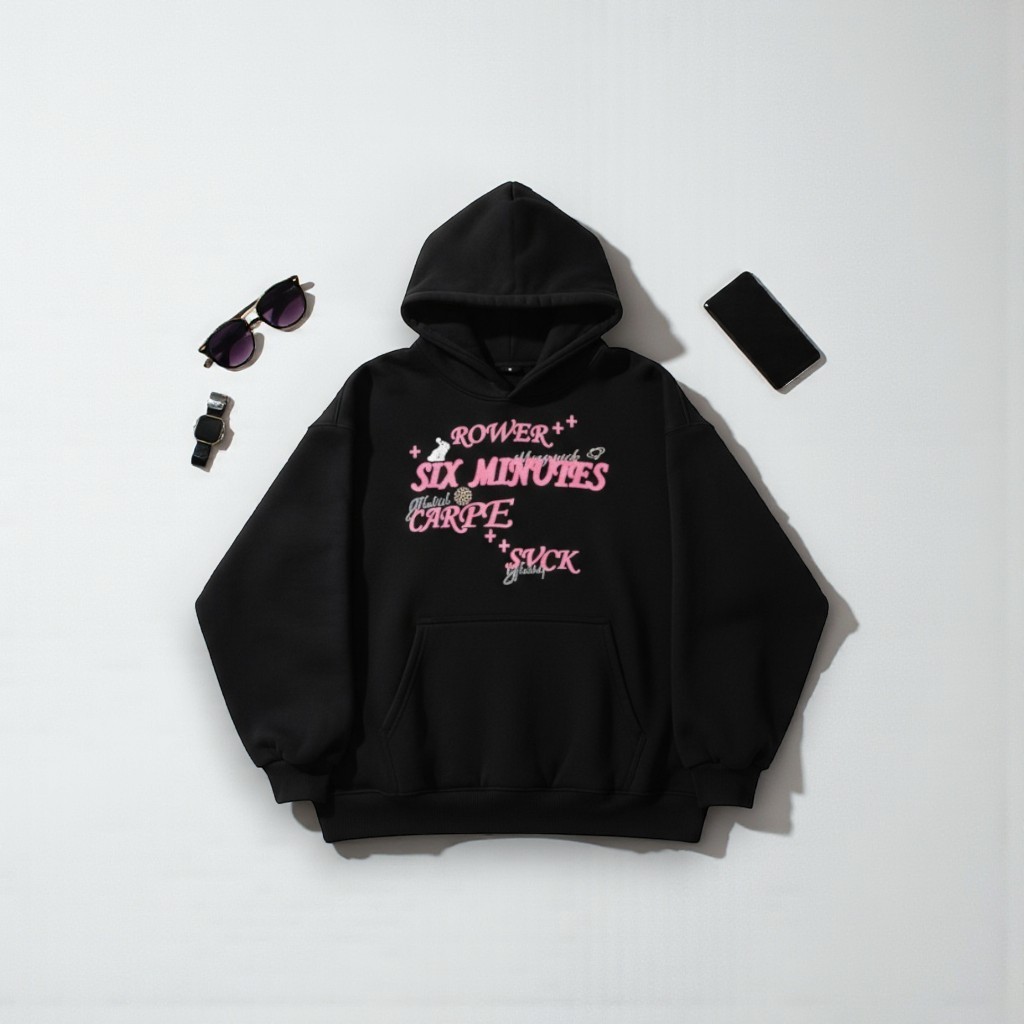 ROWER Unisex Hoodie พัฟแขนผ้าฝ้ายหนา 2 ชั้น Felt Overhead หมวก - TOMANO