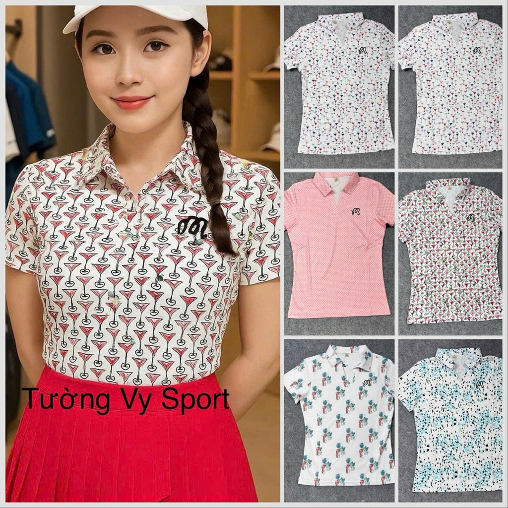เสื้อกีฬาผู้หญิงใส่เล่น กอล์ฟ เทนนิส ดองบอล แบดมินตัน ยางยืดนิ่มเย็นสบายยืดทรงสวยและผ้าแท้