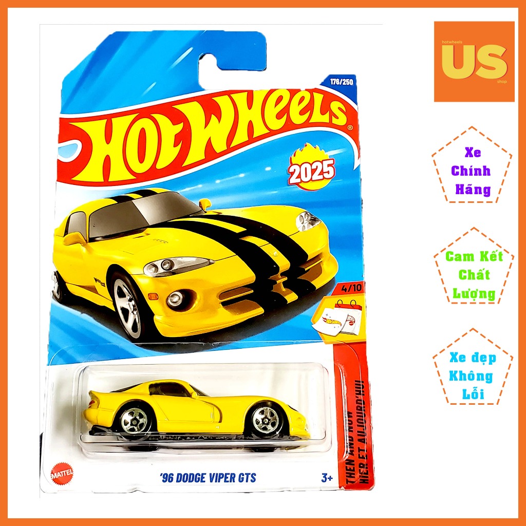 Hot Wheels 96 Dodge Viper GTS Model Car – ของแท้ US (การ์ดปกติ)