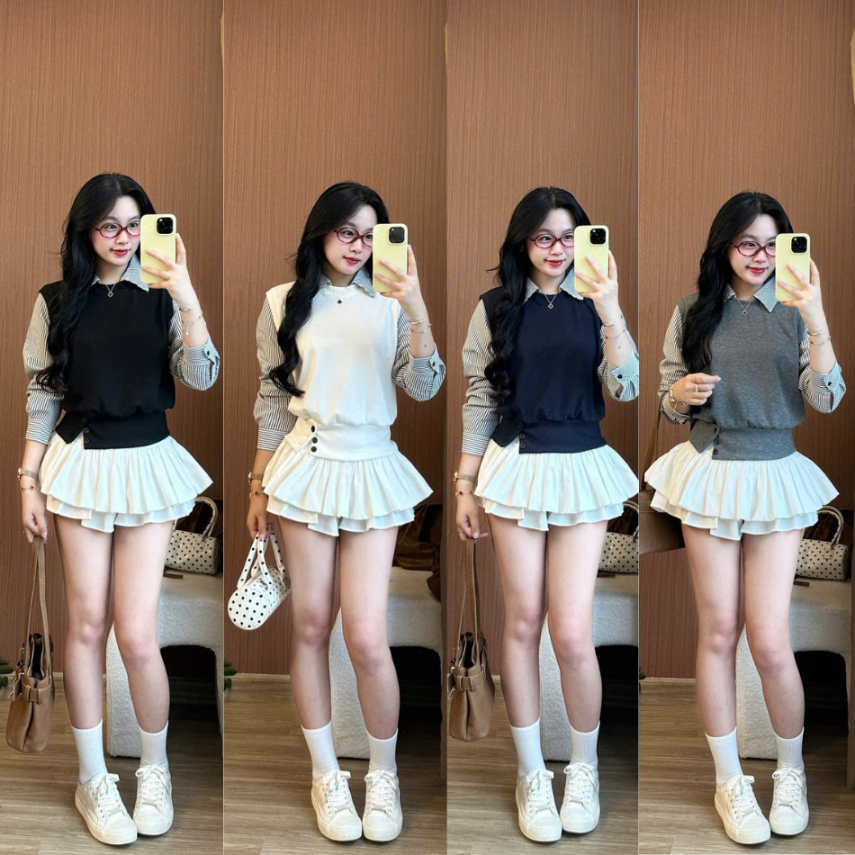 Aothuntam619_P6K10 เสื้อยางยืดแขนยาวเอวลายทาง