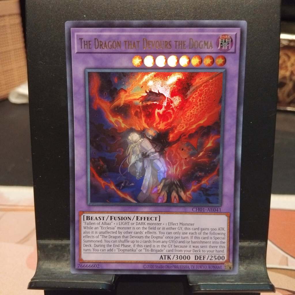 [ การ์ด Yugioh ของแท้ ] The Dragon That Devours the Dogma - CH01-AE041 (UR)