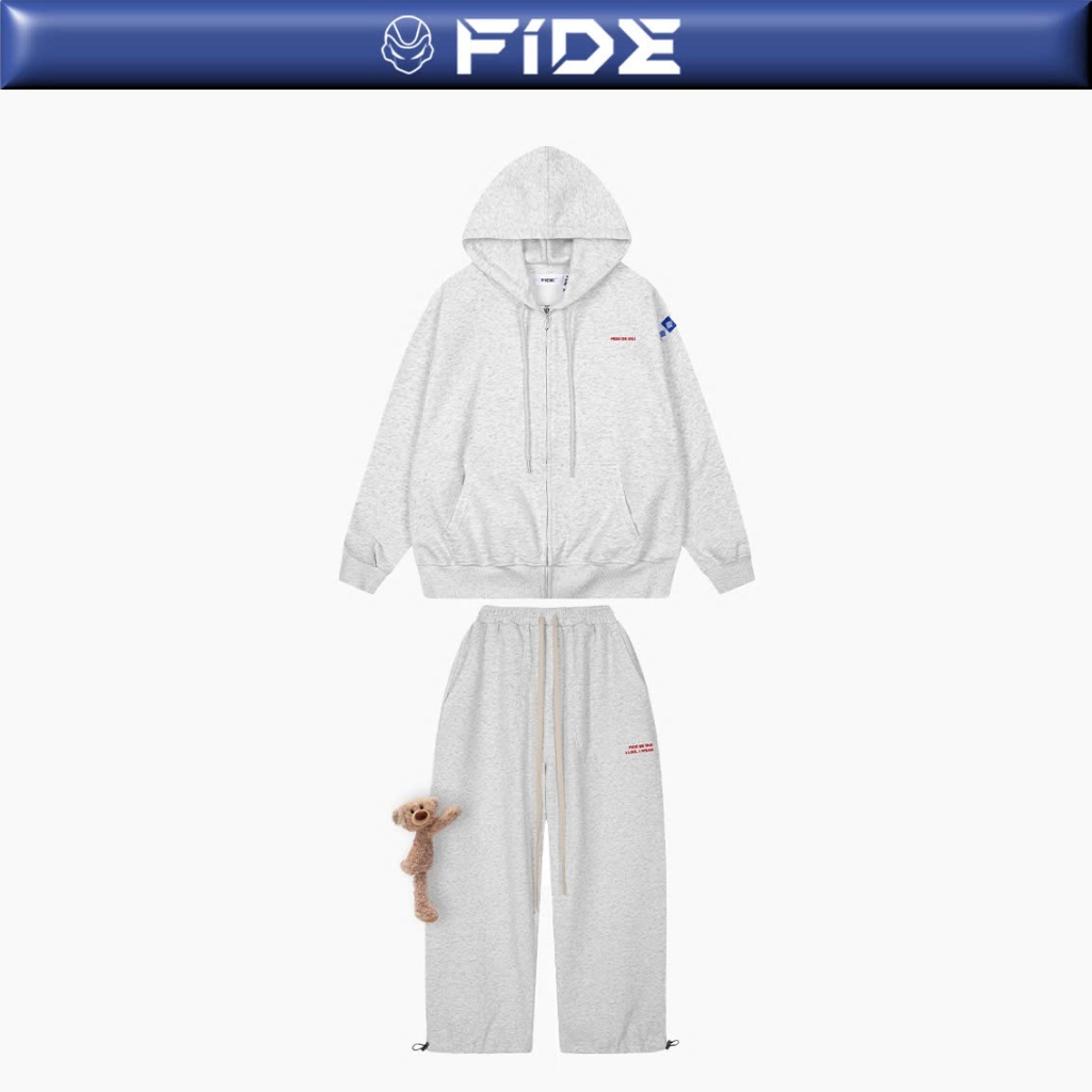 [HOT] FIDÉ zip Hoodie Set ทําจาก PC ผ้าคอตตอน ทรงหลวม unisex สําหรับผู้ชายและผู้หญิง กันแดด CBZ01