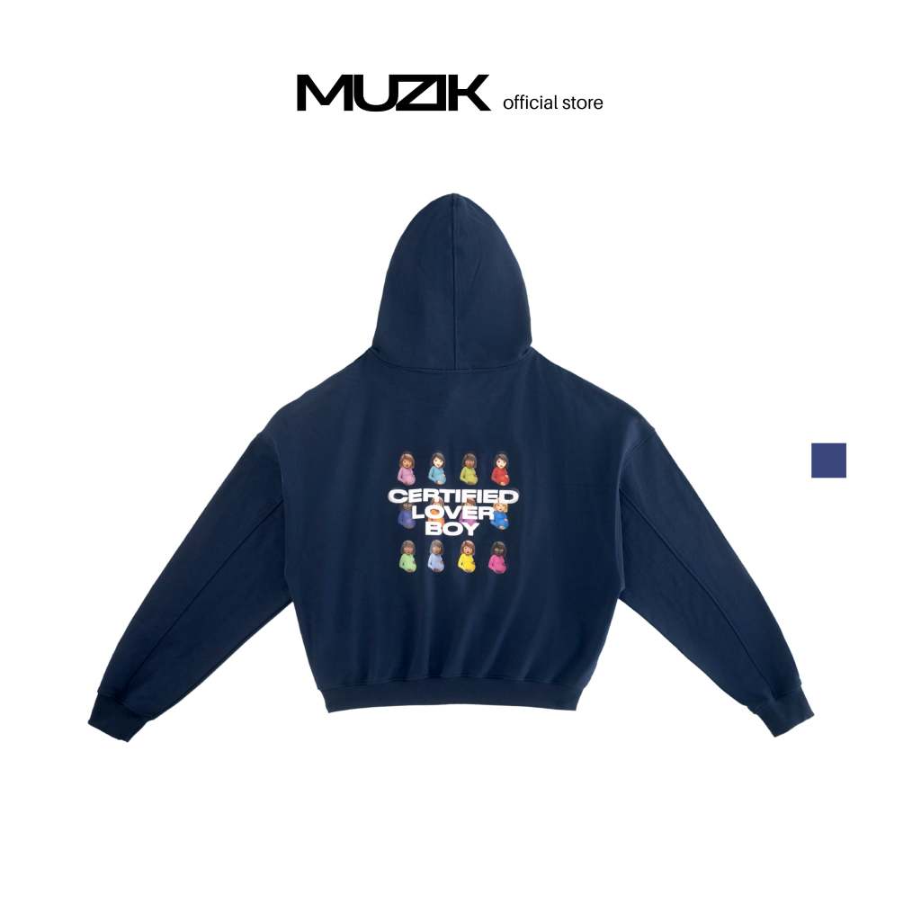 Local Brand MUZIK CLOTHING Zip Hoodie | LOVER BOY - Boxy Form, สักหลาดขาปู 440gsm, ซิป 2-Way HKK, พิ