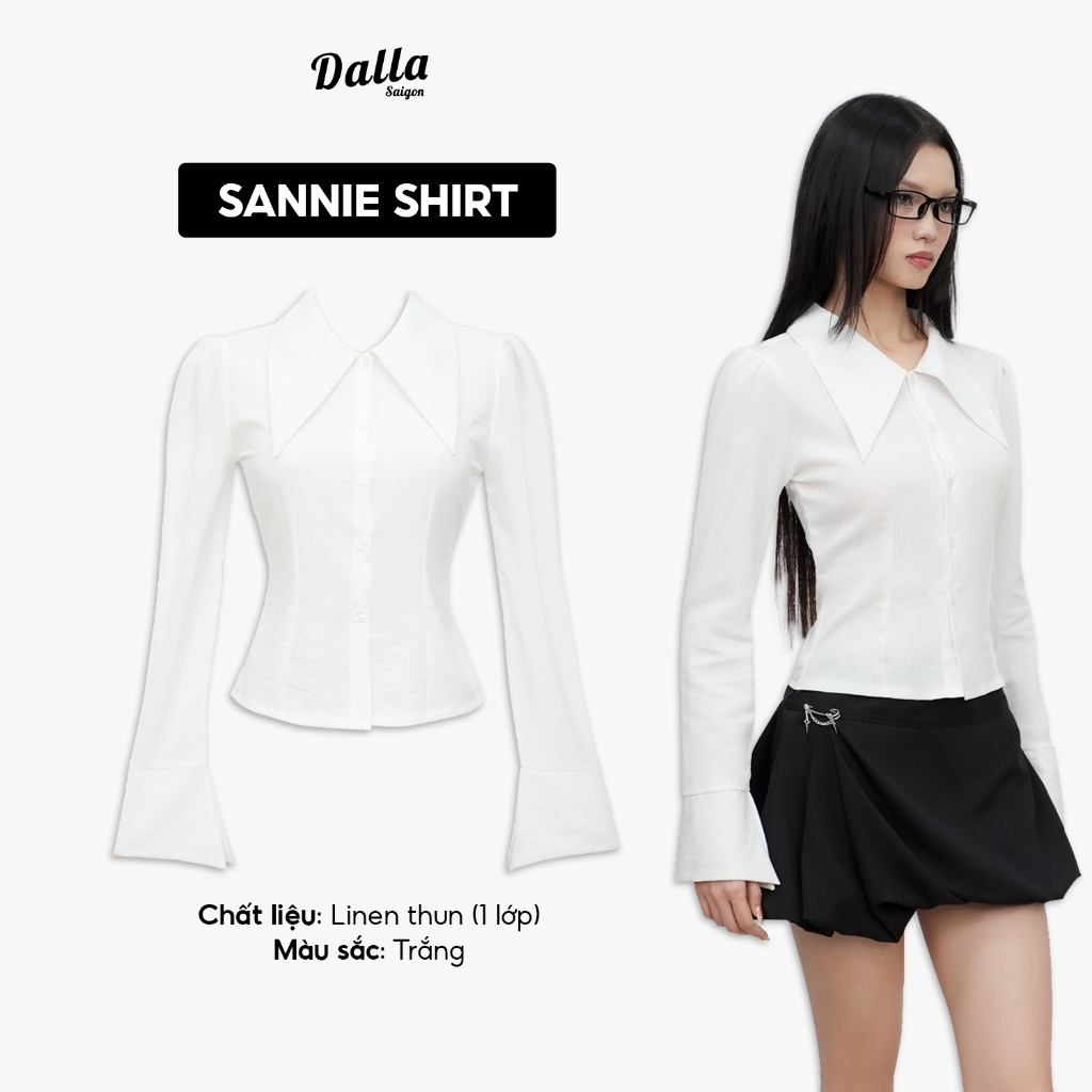 DALLA เสื้อเชิ้ตแขนยาวคอปกแหลม แขนบาน (SM38) BSL