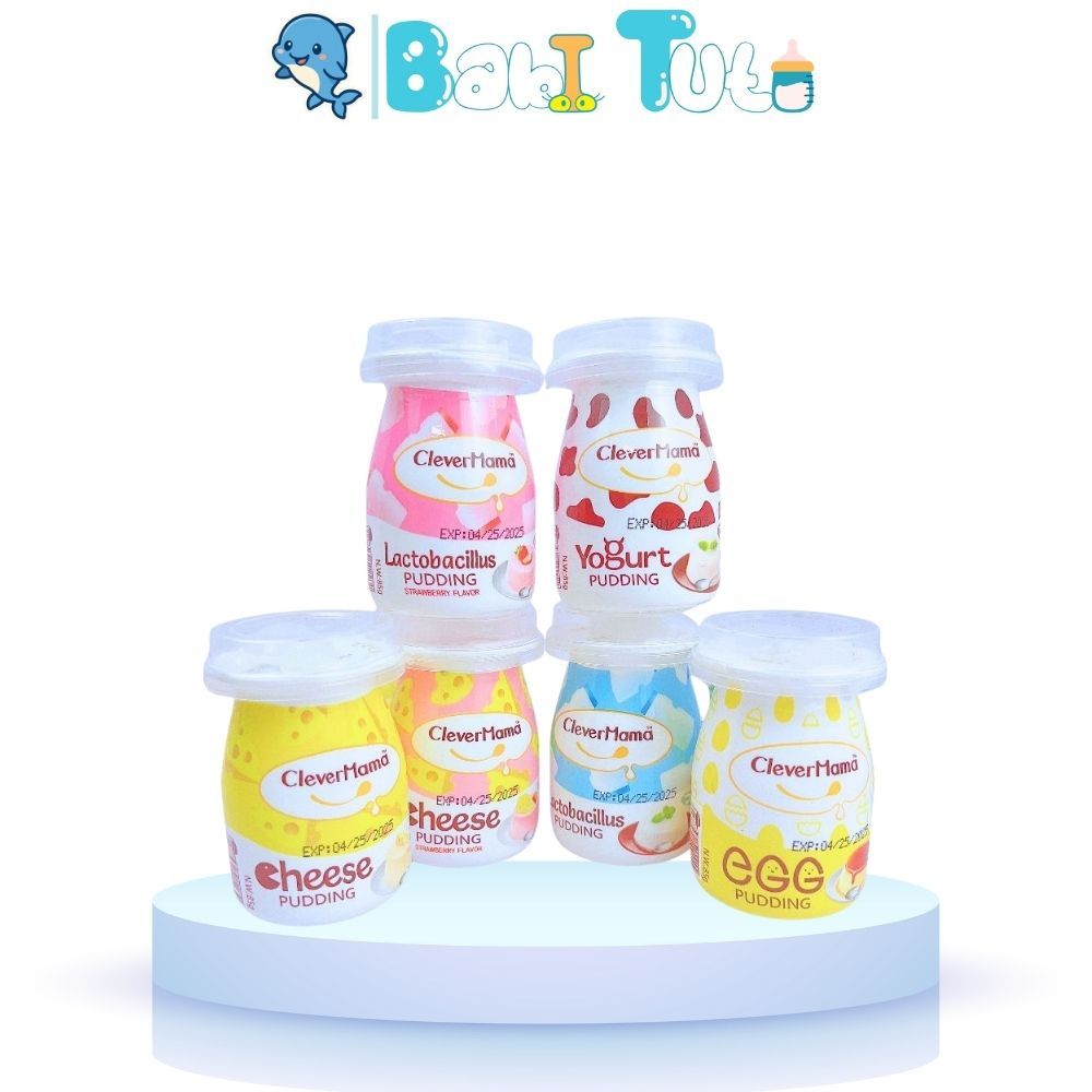 CLEVER MAMA พุดดิ้งโยเกิร์ตโปรไบโอติกสําหรับทารกมากกว่า 12 ม.+ พุดดิ้งหย่านมสําหรับทารกที่มีโปรไบโอต
