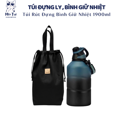 กระเป๋าหูรูดขนาดใหญ่สําหรับ FJbottle 1900 มล. กระติกน้ําร้อน (เย็บผ้าทํามือ)