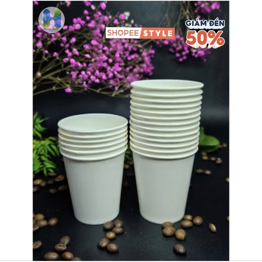 จํานวนมากถ้วยกระดาษแบบใช้แล้วทิ้ง 50 ชิ้น 9oz~280ml /12oz~360ml เฉพาะสําหรับร้านค้าและสํานักงาน