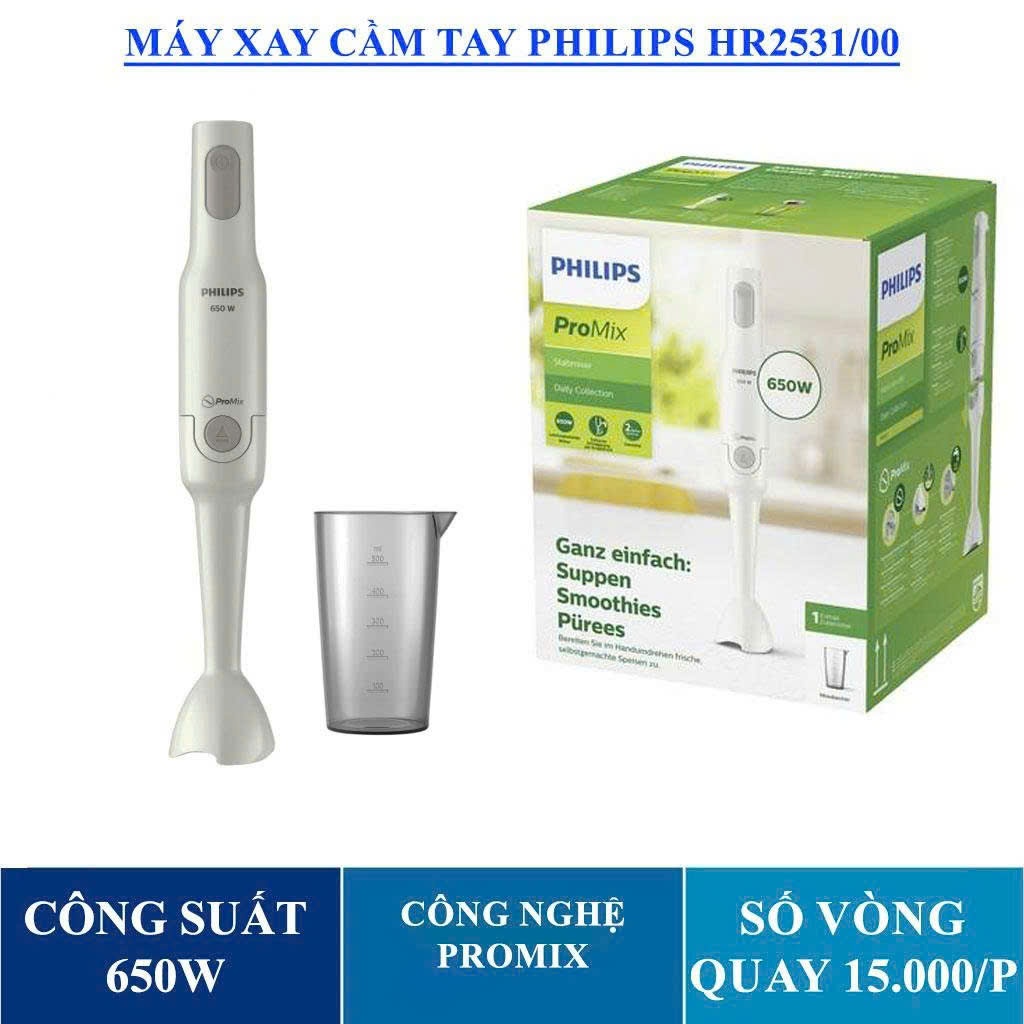 PHILIPS Promix HR2531 /1000 เครื่องปั่นมือถือ 650W ด้ามพลาสติก II MULTI-FUNCTIONAL MEAT GRINDER FALP