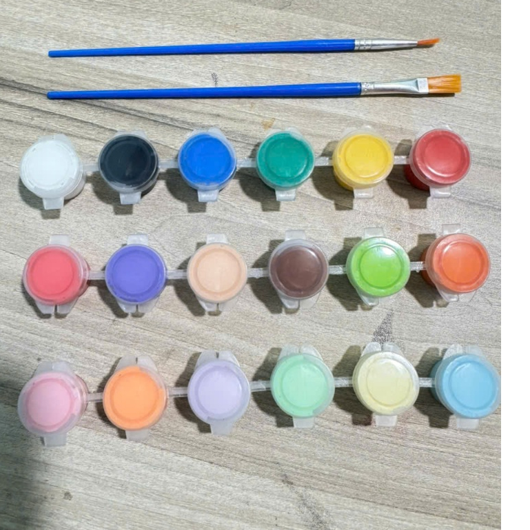 ชุดสีรูปปั้นอะคริลิคคุณภาพสูง18สี+พู่กัน2อัน สีพาสเทล