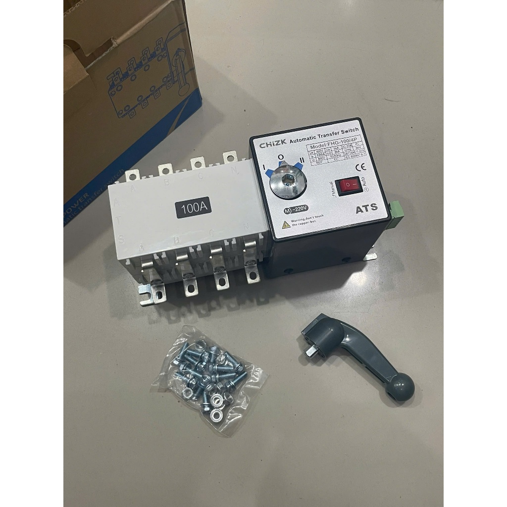 ATS, เครื่องแปลงไฟอัตโนมัติ CHIZK 4P , 3P , 2P, 1P เฟส 2P 220v FHG-100A / 4P โอนช้า CHIZK, 100, ats,