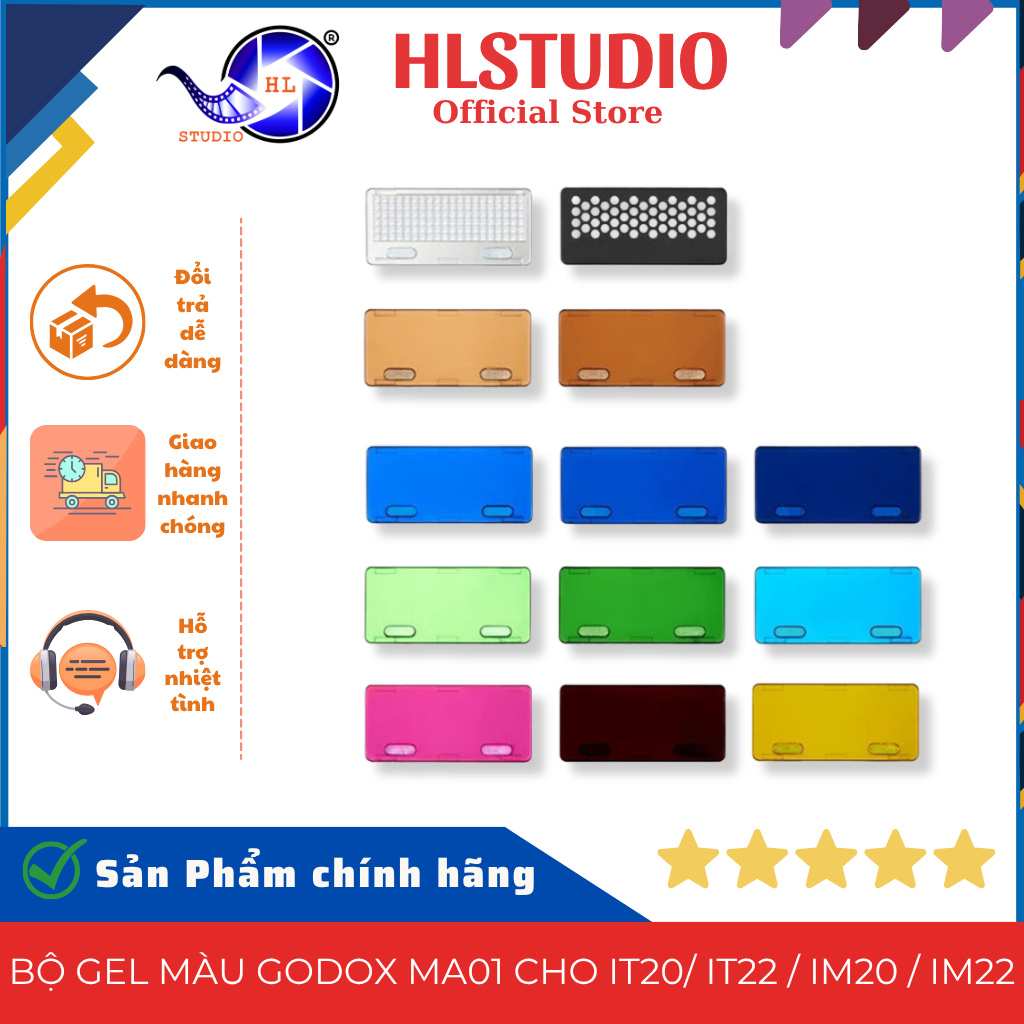 ชุดเจลสี Godox MA01 สําหรับ IT20 IT22 IM20 IM22 - เมาท์แม่เหล็ก ดิฟฟิวเซอร์ สตูดิโอ Grid HL