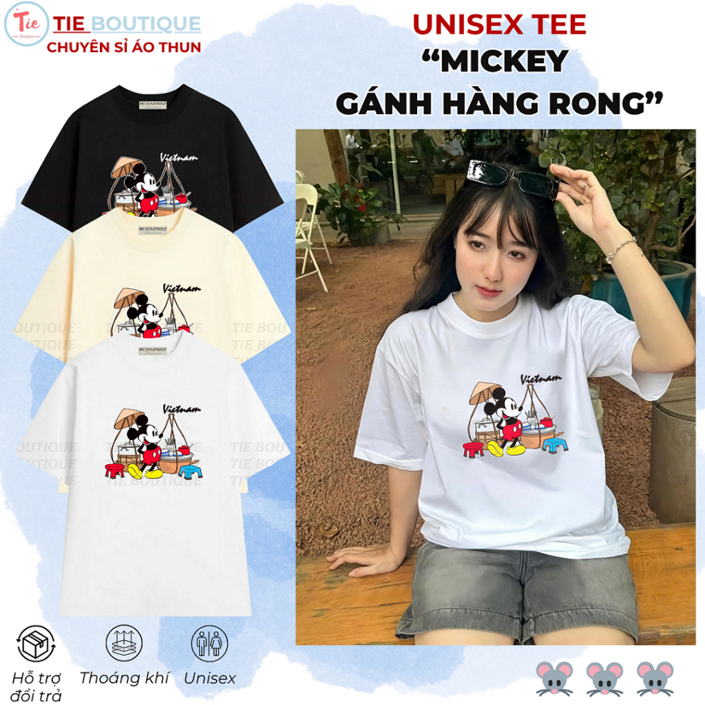 เสื้อยืดพิมพ์ลาย MICKEY QUANG GAANGLE HAT VIETNAM เสื้อยืดท่องเที่ยวน่ารักสําหรับผู้ชายและผู้หญิง