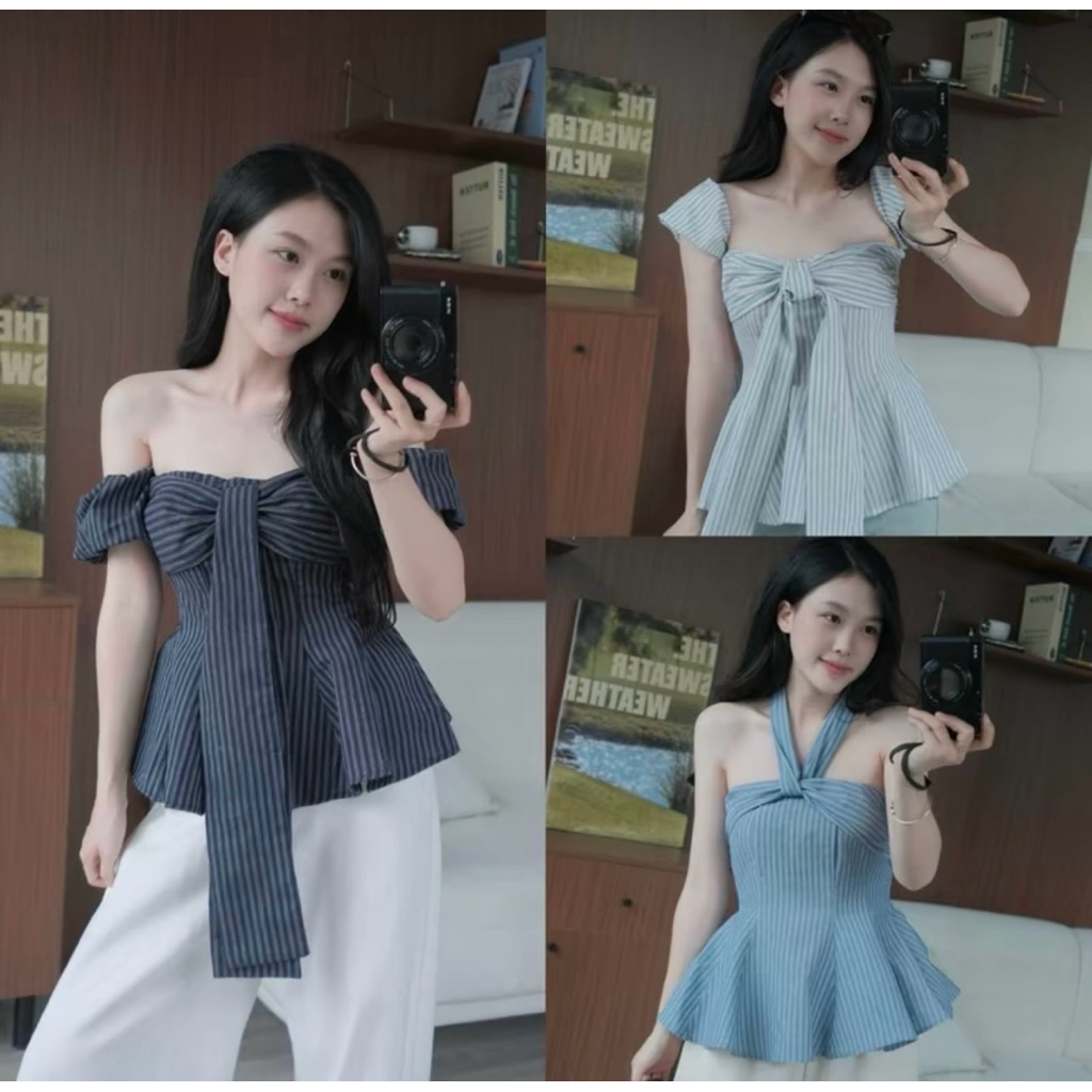 The.sweather ny Han เสื้อเชิ้ตลายสก๊อตผู้หญิงเอวยางยืดและกระดุมถอดออกได้