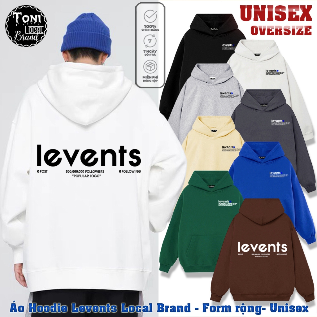 LEVENTS Local Brand Hoodie ขนแกะผ้าฝ้ายหนาพิเศษ รูปแบบหลวม Unisex (HD2000L - สินค้าของแท้)