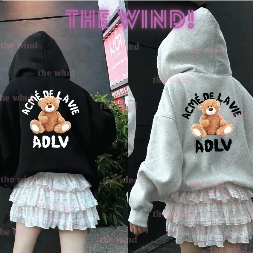 AD.LV Teeddy Bear Hoodie เสื้อกันหนาว, รูปแบบหลวม, หมวก 2 ชั้นใหญ่, 350gsm Cotton Felt Fabric Full T