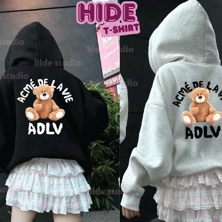 AD.LV Teeddy Bear Hoodie เสื้อกันหนาว, รูปแบบหลวม, หมวก 2 ชั้นใหญ่, 350gsm Cotton Felt Fabric Full T